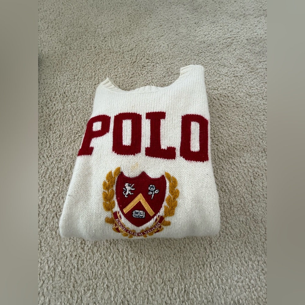 Polo by Ralph Lauren Cream and Red Sweater